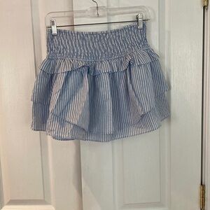 DO+BE Blue Striped Ruffle Skirt Size M